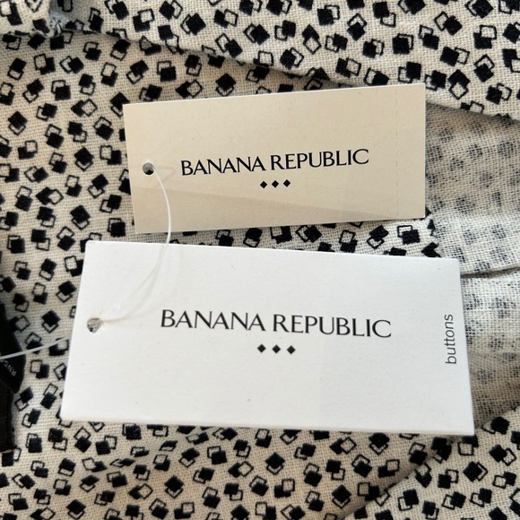 Banana Republic Womens Black White Geometric Linen Blend Shirt Dress Lg Y2K NWT - Picture 5 of 12